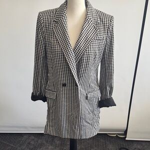 Maeve Black and White Checkered Blazer